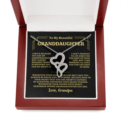 To Granddaughter from Grandpa - "Remember" Heart-To-Heart Necklace - GP2GD1
