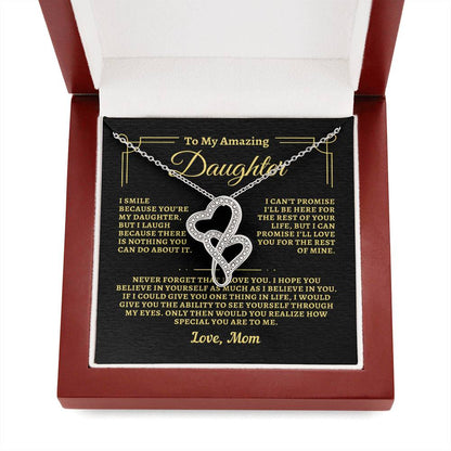 To Daughter from Mom - "I Believe In You" Heart-To-Heart Necklace - M2D1