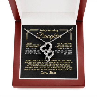 To Daughter from Mom - "My Love Will Follow" Heart-To-Heart Necklace - M2D3