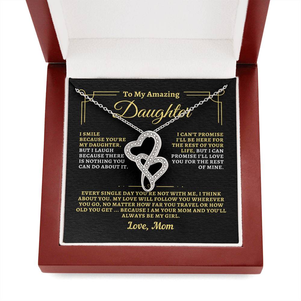 To Daughter from Mom - "Think About You" Heart-To-Heart Necklace - M2D4