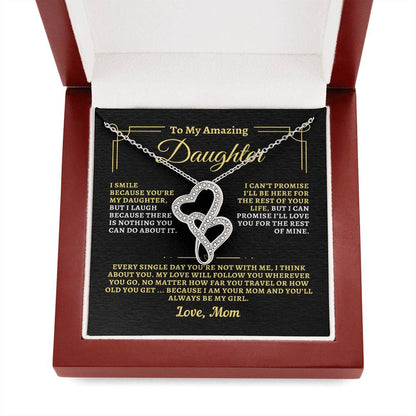 To Daughter from Mom - "Think About You" Heart-To-Heart Necklace - M2D4