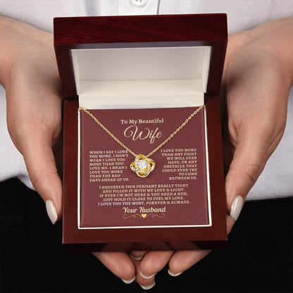 H2W-N11 - Gift For Wife: "I Love You The Most Forever & Always" Knot Necklace