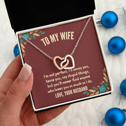 Husband To Wife - "I'm Not Perfect" Interlocking Hearts 3D Necklace