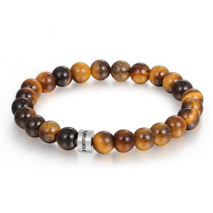 Personalized Name Bracelet for Him - Tiger Eye Stone