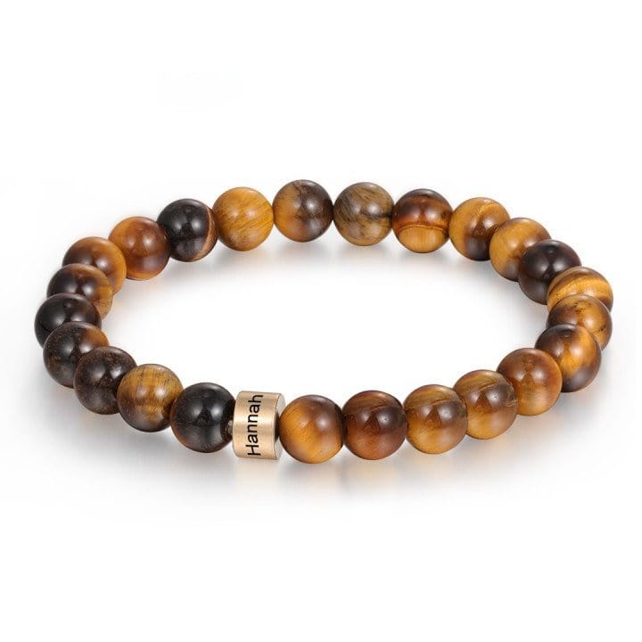 Personalized Name Bracelet for Him - Tiger Eye Stone