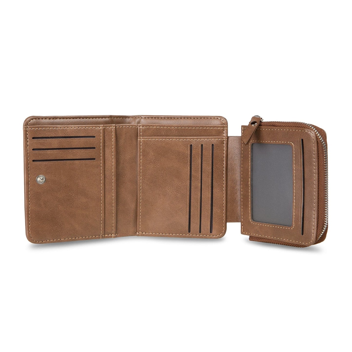 Custom Engraved Photo & Monogram Trifold Wallet (Brown)