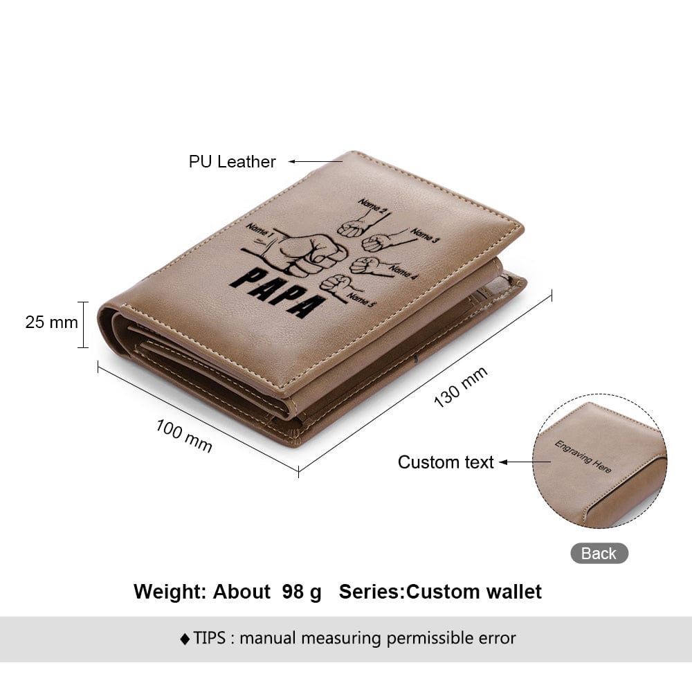 Custom Engraved Papa Leather Wallet - Gifts For Men