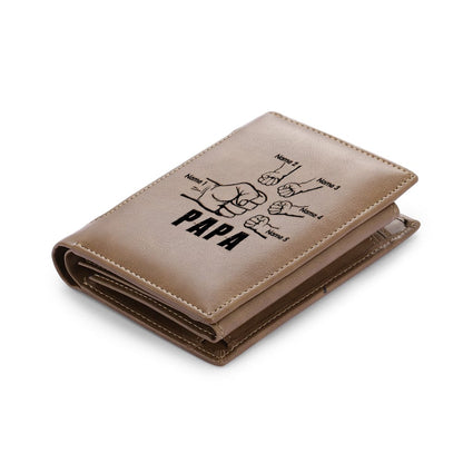 Custom Engraved Papa Leather Wallet - Gifts For Men