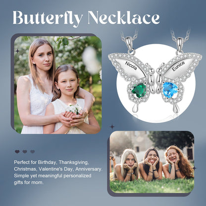 Faves Custom Birthstone Butterfly Necklace