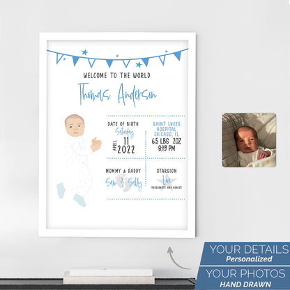 Custom Baby Birth details Wall Art