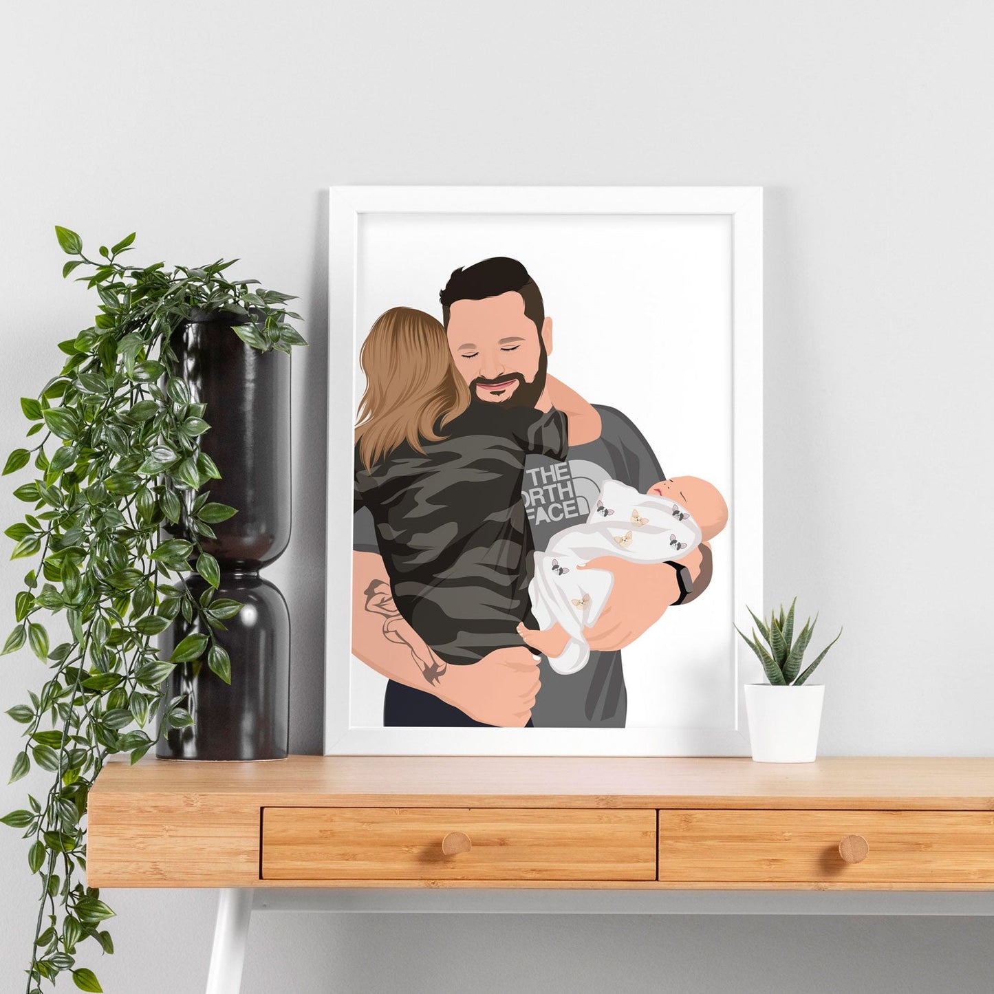 Custom Daddy and Kids Framed Portrait