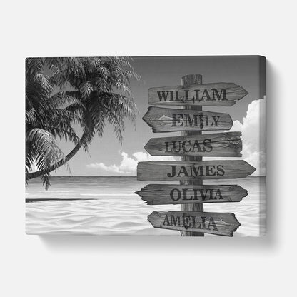 Custom Multiple Names Tropical Canvas