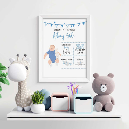 Custom Baby Birth details Wall Art