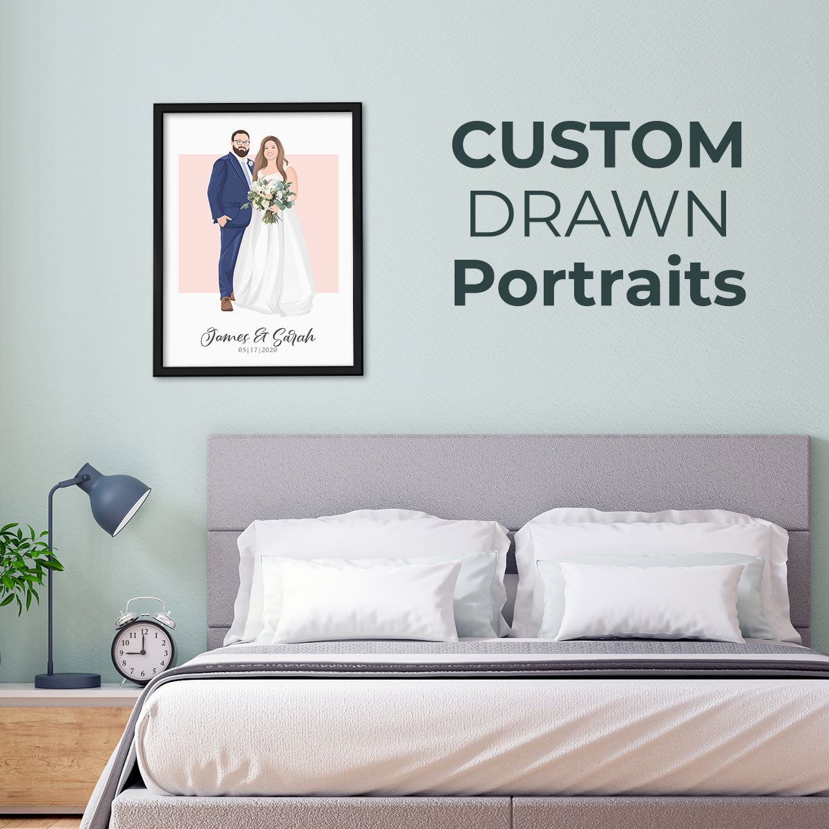 Personalized Wedding Couple Illustration Portrait