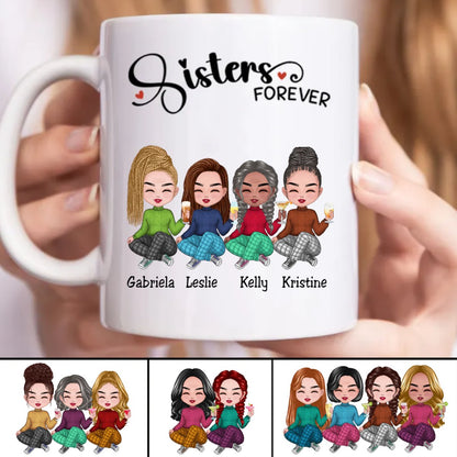 Personalized Sisters Forever Mug with Custom Illustration
