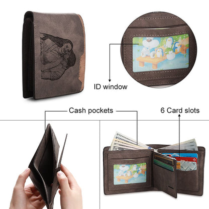 Custom Engraved Photo & Name Monogram Premium Wallet - Gifts For Men