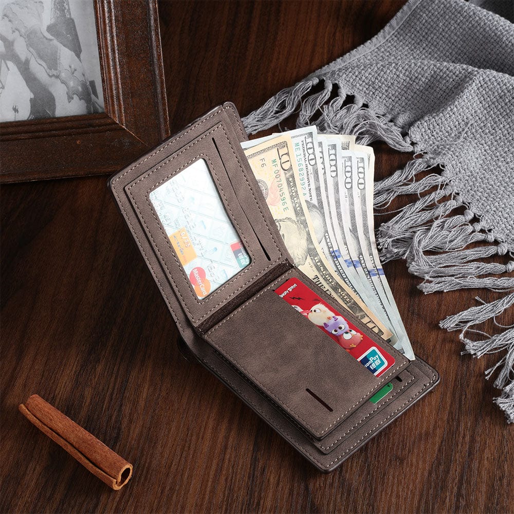 Custom Engraved Photo & Name Monogram Premium Wallet - Gifts For Men