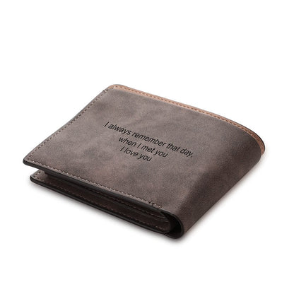 Custom Engraved Photo & Name Monogram Premium Wallet - Gifts For Men