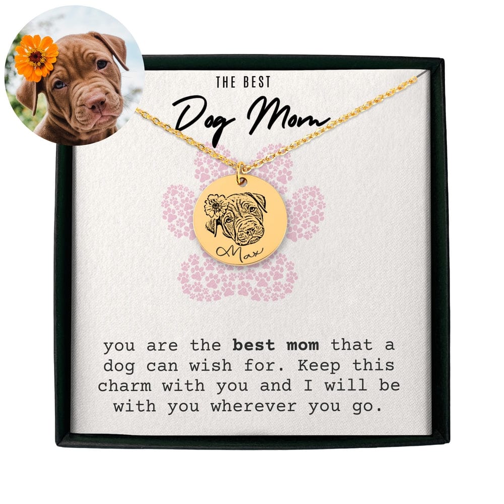 Best Dog Mom - Custom Pet Portrait Necklace