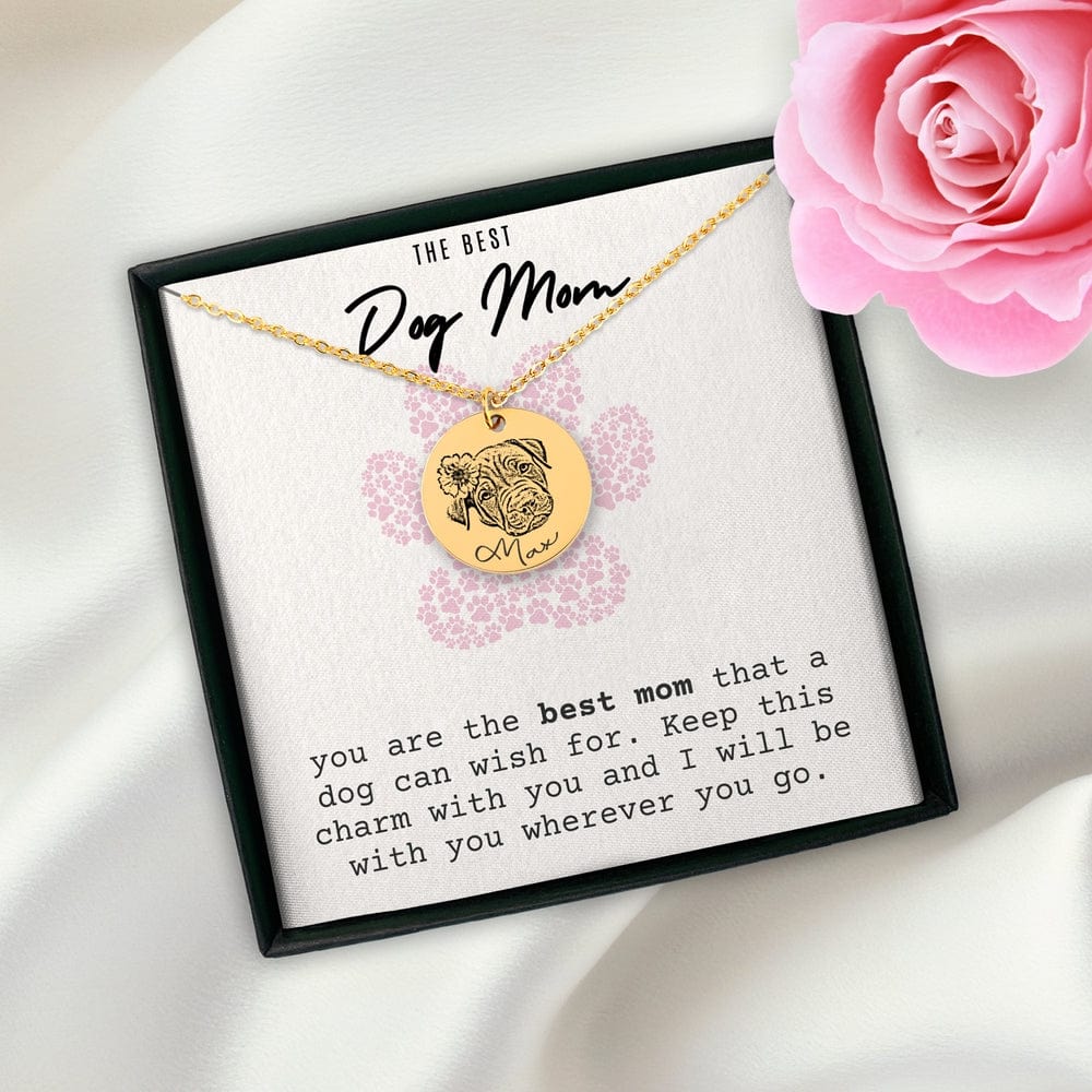 Best Dog Mom - Custom Pet Portrait Necklace