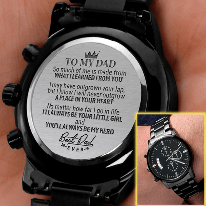 To My Dad - "Always Be My Hero" Engraved Mens Luxury Chronograph Watch