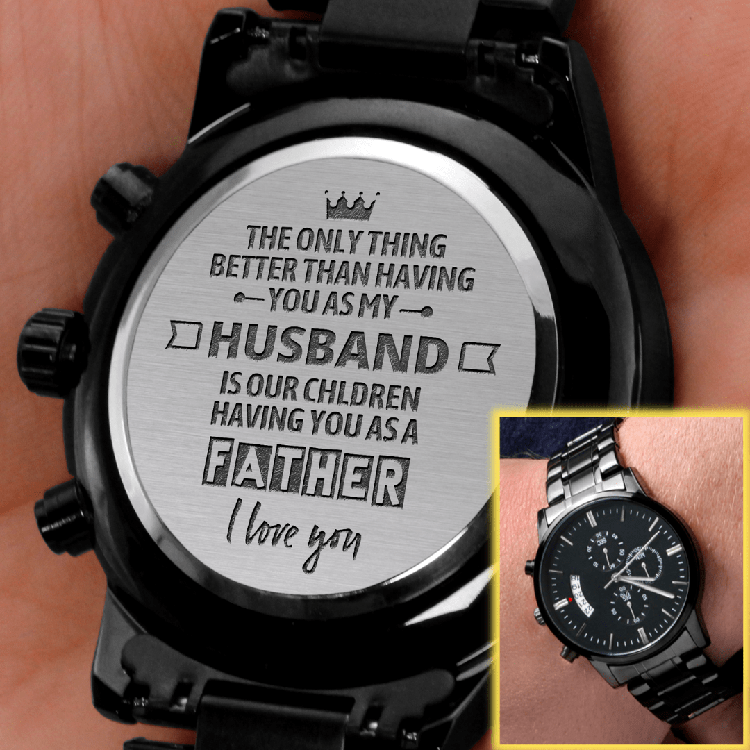 "Husband & Father" Engraved Mens Luxury Chronograph Watch