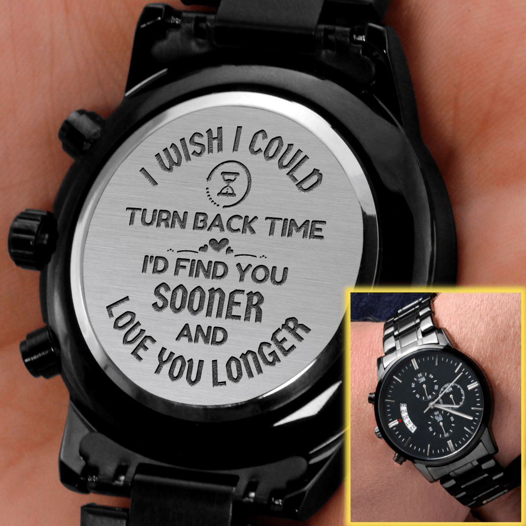 "If I Could Turn Back Time" Engraved Mens Luxury Chronograph Watch