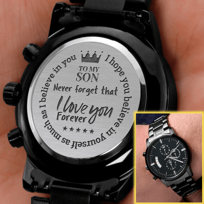 To My Son - "Love You Forever" Engraved Mens Luxury Chronograph Watch