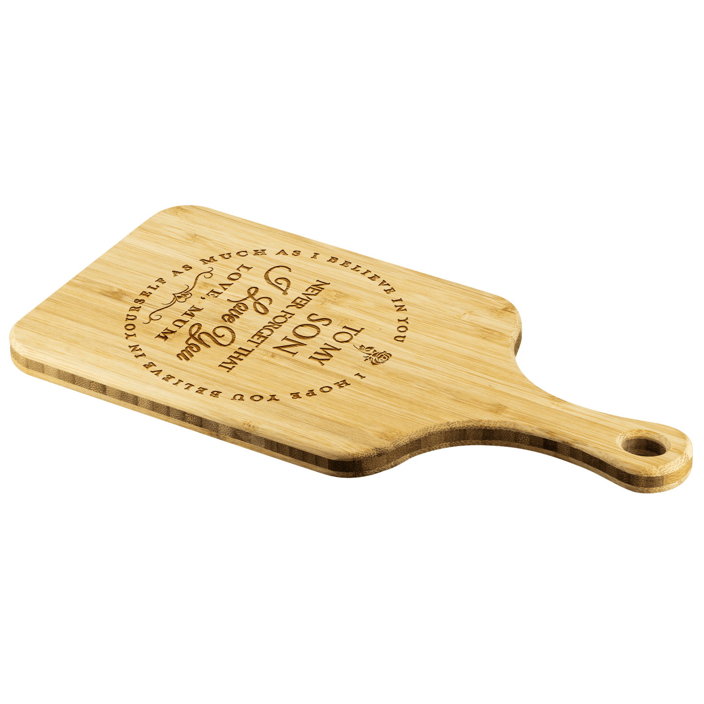 Mum To Son - "I Believe In You" Large Engraved Cutting & Serving Board