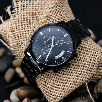 "If I Could Turn Back Time" Engraved Mens Luxury Chronograph Watch