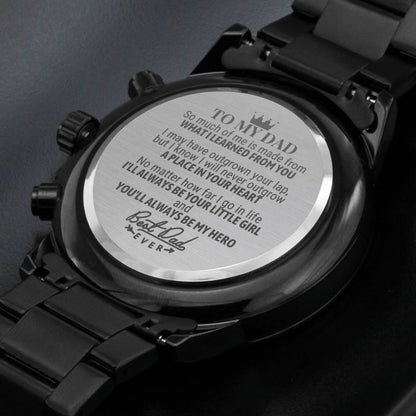 To My Dad - "Always Be My Hero" Engraved Mens Luxury Chronograph Watch