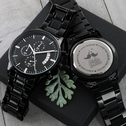 To My Husband - "Always and Forever" Engraved Mens Luxury Chronograph Watch