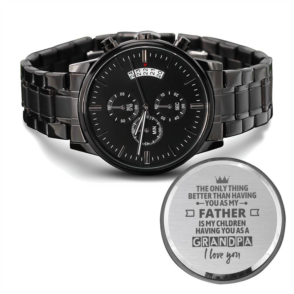 "Father & Grandpa" Engraved Mens Luxury Chronograph Watch