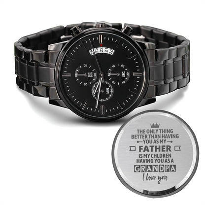 "Father & Grandpa" Engraved Mens Luxury Chronograph Watch