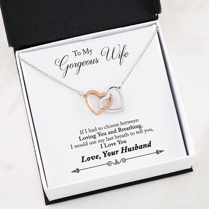 Husband To Wife - "Last Breath" Interlocking Hearts 3D Necklace