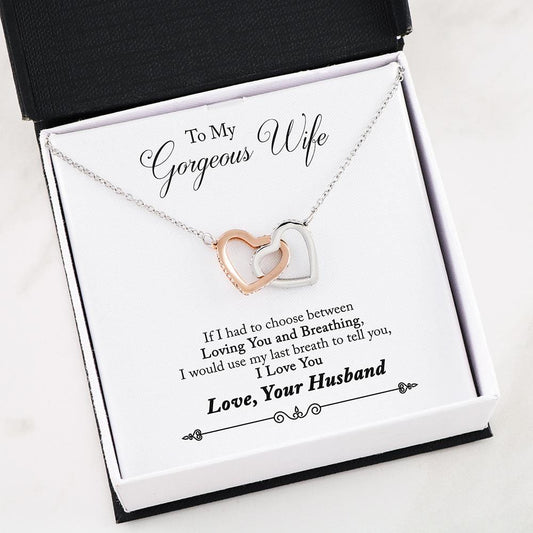 Husband To Wife - "Last Breath" Interlocking Hearts 3D Necklace