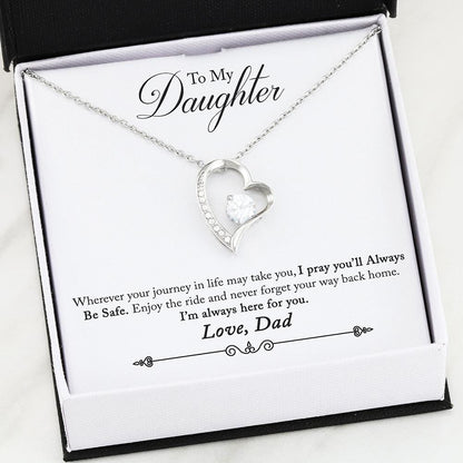 Dad To Daughter - "Always Be Safe" Forever Love 3D Heart Necklace