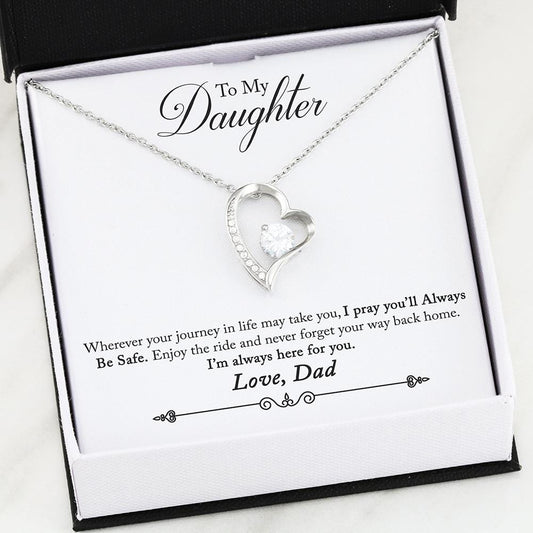 Dad To Daughter - "Always Be Safe" Forever Love 3D Heart Necklace