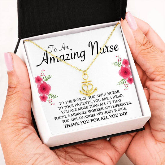 Amazing Nurse Appreciation Anchor Necklace
