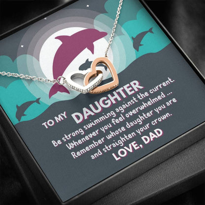 Dad To Daughter - "Remember Whose Daughter" Interlocking Hearts 3D Necklace