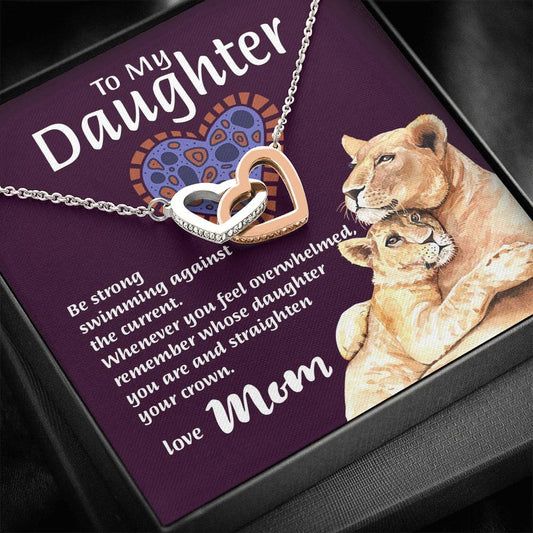 Mom To Daughter - "Remember Whose Daughter" Interlocking Hearts 3D Necklace