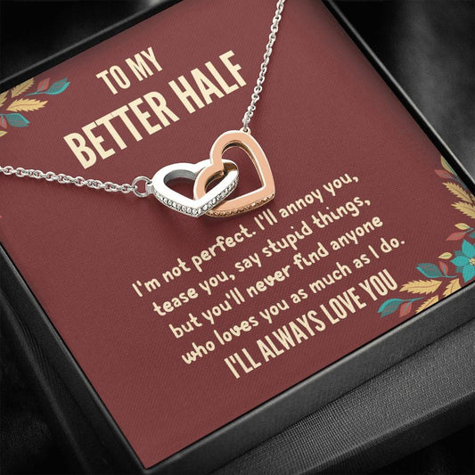 To My Better Half - "I'm Not Perfect" Interlocking Hearts 3D Necklace