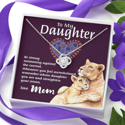 Mom To Daughter - "Remember Whose Daughter" Love Knot 3D Necklace