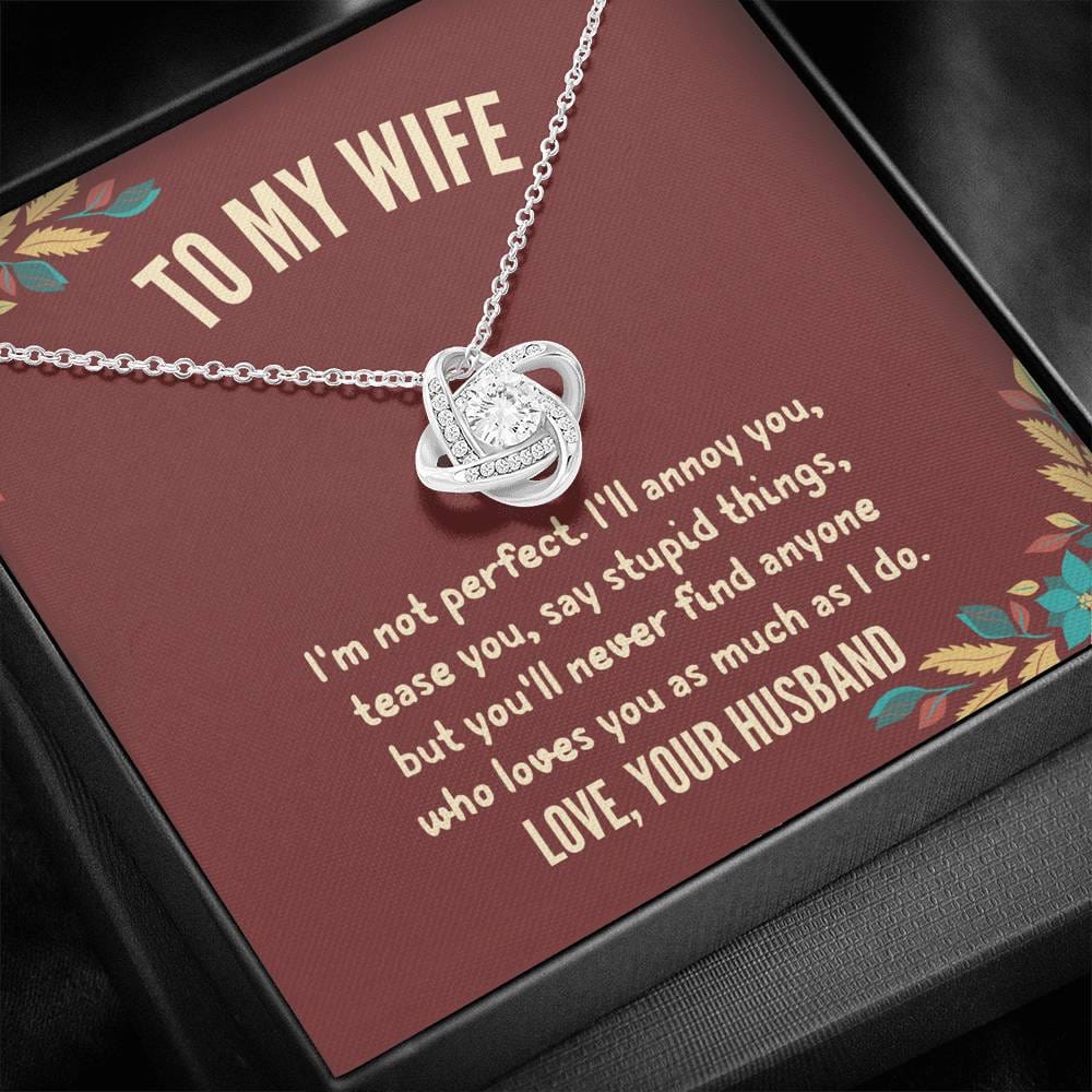 Husband To Wife - "I'm Not Perfect" Love Knot 3D Necklace