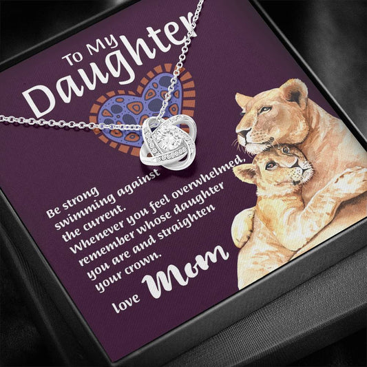 Mom To Daughter - "Remember Whose Daughter" Love Knot 3D Necklace