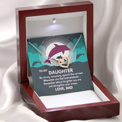 Dad To Daughter - "Remember Whose Daughter" Interlocking Hearts 3D Necklace