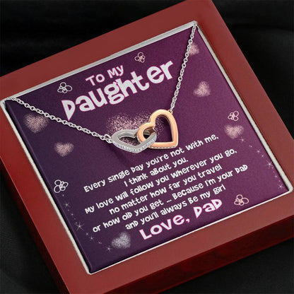Dad To Daughter - "Always Be My Girl" Interlocking Hearts 3D Necklace