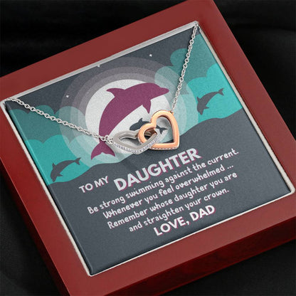 Dad To Daughter - "Remember Whose Daughter" Interlocking Hearts 3D Necklace