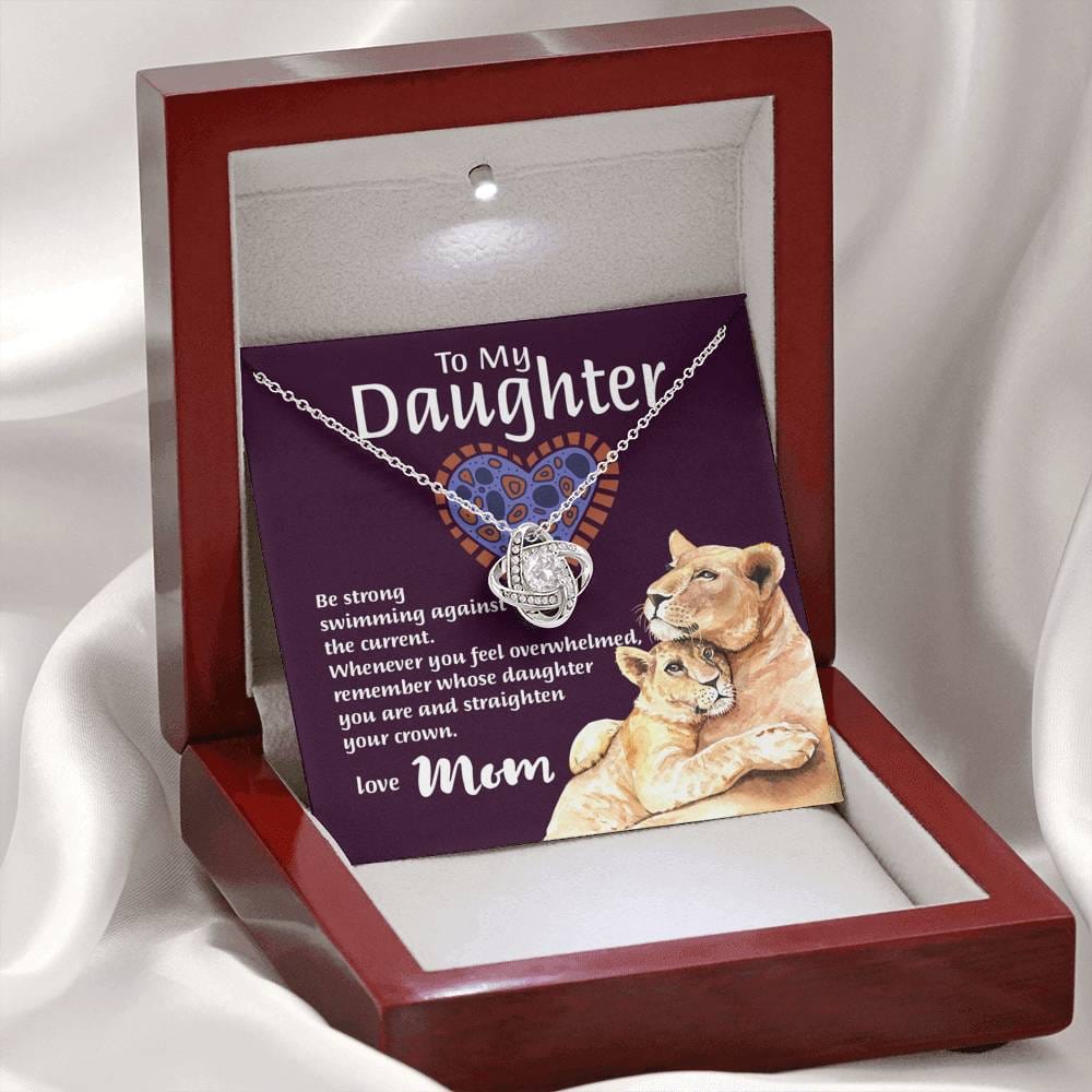 Mom To Daughter - "Remember Whose Daughter" Love Knot 3D Necklace