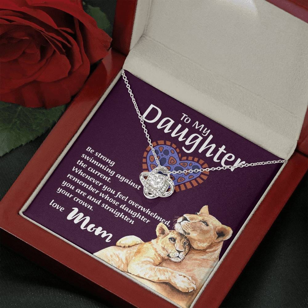 Mom To Daughter - "Remember Whose Daughter" Love Knot 3D Necklace